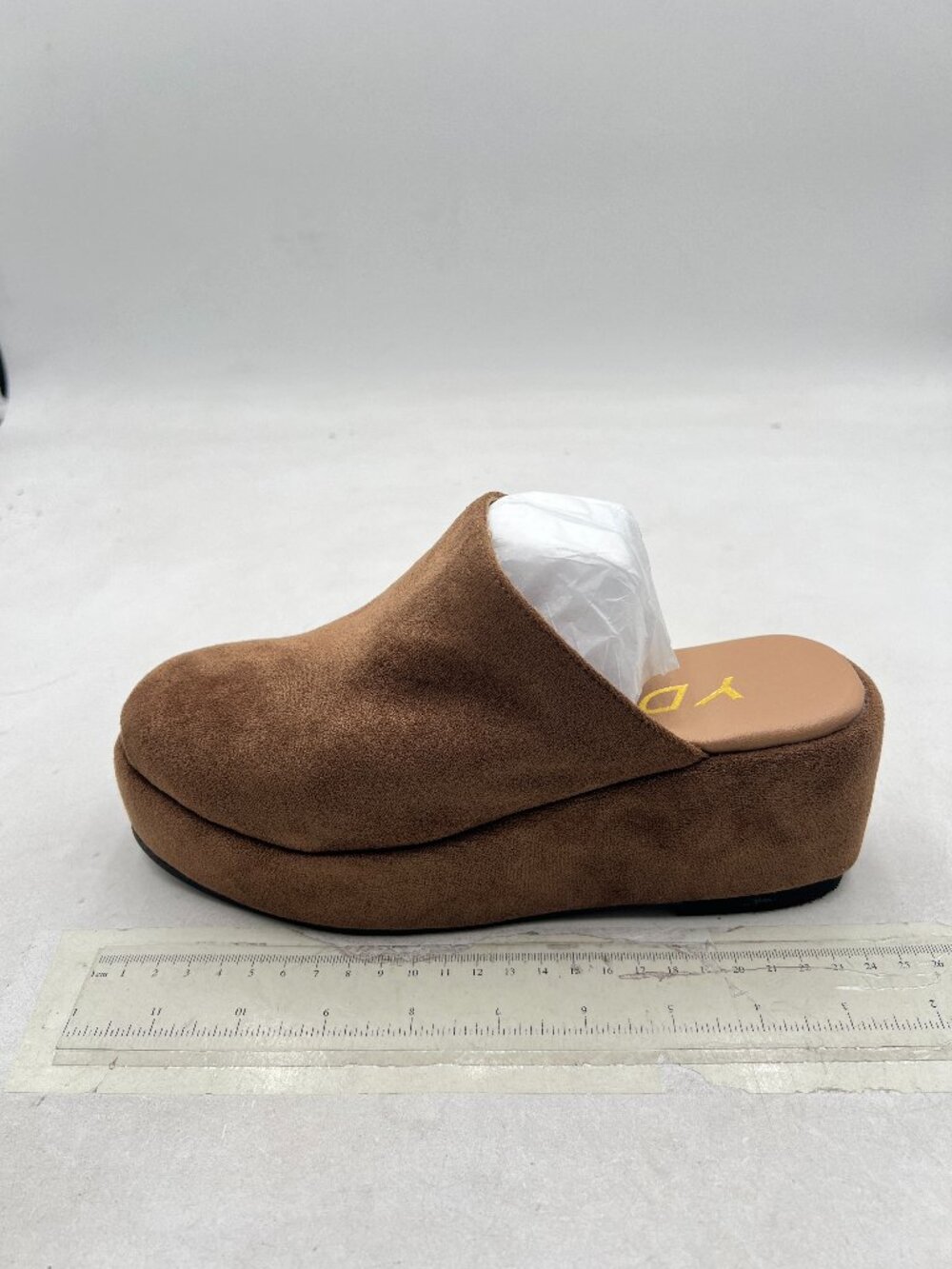YDN Sienna Cute Round Toe Platform Heeled Mules Mid Wedge Heels Slippers